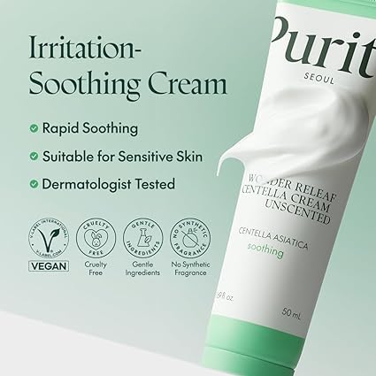 PURITO Centella Unscented Cream, Korean Centella, for All Skin Types, Soothing, Facial Cream for face, K-Beauty, Korean Skin Care, 50ml 1.7 fl.oz