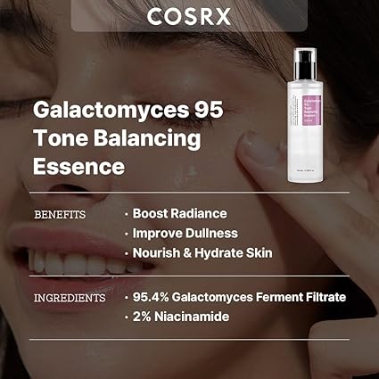 t22 COSRX Galactomyces 95 Tone Balancing Toner, 100ml / 3.38 fl.oz, Moisturizing, Skin Soothing, Contains 95% Galactomyces Ferment Filtrate, For All Skin Types, Korean Skin Care