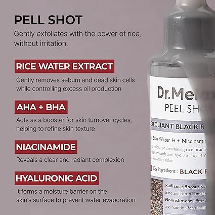Peel Shot Glow Black Rice Peeling Ampoule, Soft Exfoliating Face and Body Scrub Dead Skin Cells, Blackheads Remover for All Skin Types korean skin care 80ml