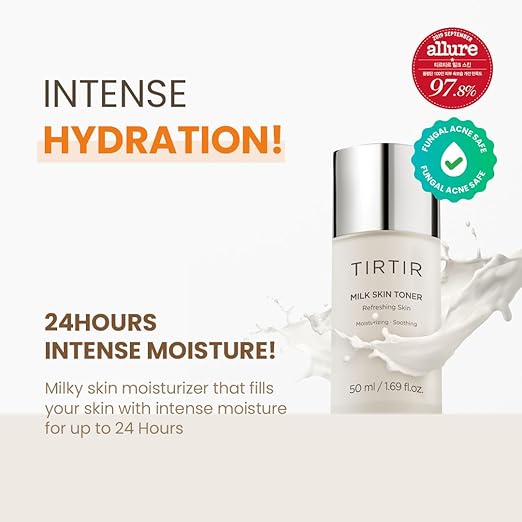 TIRTIR Milk Skin Rice Toner | Deep Moisturizing, Hydrating Toner for face, Niacinamide, Ceramide, Rice Bran Extract, Nature-Oriented Ingredients for Korean Skin Care, Vegan, 1.69 Fl Oz