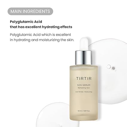 TIRTIR SOS Serum - Radiant Glow Boosting Face Serum - Plumping, Anti Aging, Hydrating - Visibly Smooth and Glowy Skin - Fragrance Free Serum for All Skin Types, 1.69 fl.oz.