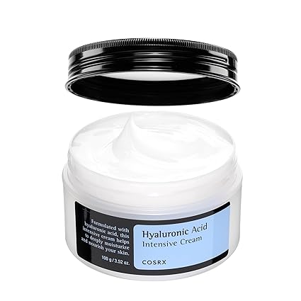 w2 COSRX Hyaluronic Acid Moisturizing Cream, Long-lasting Hydration, Rich Moisturizer for Sensitive Skin 3.52 oz / 100g, Korean Skin Care, Animal Testing Free, Parabens Free