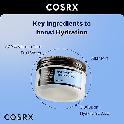 w22 COSRX Hyaluronic Acid Moisturizing Cream, Long-lasting Hydration, Rich Moisturizer for Sensitive Skin 3.52 oz / 100g, Korean Skin Care, Animal Testing Free, Parabens Free