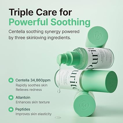 PURITO Centella Unscented Serum, Korean Centella, for All Skin Types, Ampoule, Soothing, Calming, Facial Serum for face, Vegan & Cruelty-Free, Korean Skin Care, 60ml 2fl.oz