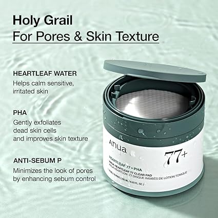 ANUA Heartleaf 77 Toner Pad, Mild Exfoliating Facial Pads for Glass Skin, Hydrating Pore Care for Sensitive Skin, Heartleaf Extract, PHA, Centella, Non comedogenic, Korean Skin Care (70 Pads)