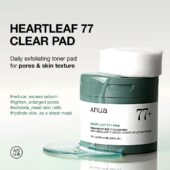 Anua Heartleaf 77 Toner Pad, Mild Exfoliating Facial Pads For Glass Skin, Hydrating Pore Care For Sensitive Skin, Heartleaf Extract, Pha, Centella, Non Comedogenic, Korean Skin Care (70 Pads)
