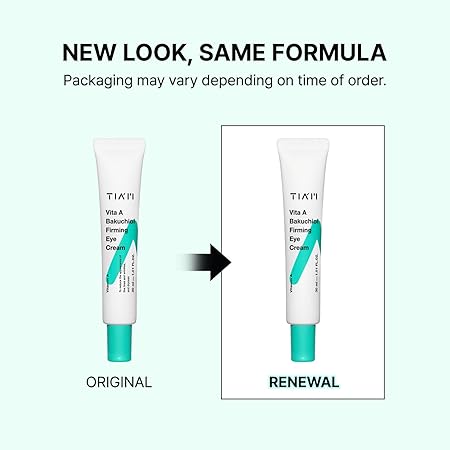 TIA'M Vita A Bakuchiol Firming Eye Cream, 1.01 fl oz, Retinol Alternative Anti-Aging Cream for Wrinkles, Dark Circles, and Puffiness, Fragrance-Free Under-Eye Cream, Korean Skin Care 30ml/ 1.01 fl oz