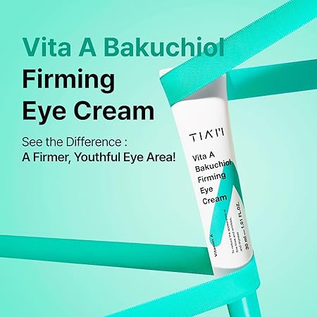 TIA'M Vita A Bakuchiol Firming Eye Cream, 1.01 fl oz, Retinol Alternative Anti-Aging Cream for Wrinkles, Dark Circles, and Puffiness, Fragrance-Free Under-Eye Cream, Korean Skin Care 30ml/ 1.01 fl oz
