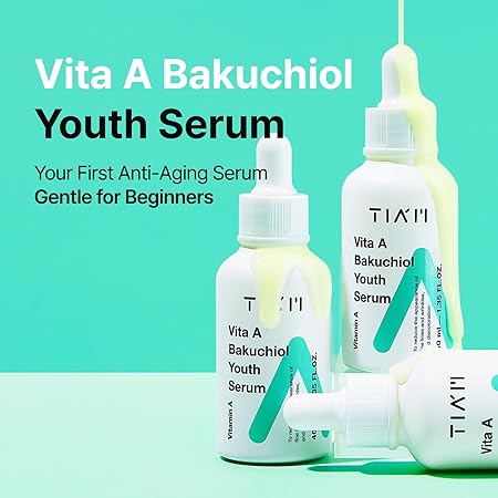 TIA'M Vita A Bakuchiol Youth Serum, 1.35 fl oz, Anti-Aging Serum for Wrinkles & Dark Spots, Enhances Firmness & Elasticity, Retinol Alternative for Sensitive Skin, Korean Skin Care 40ml/1.31fl oz
