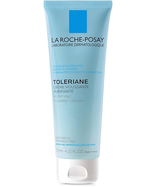 La Roche-Posay Toleriane Purifying Foaming Cream Cleanser for Oily Skin, Daily Face Wash with Ceramides and Niacinamide, Oil-Free, Fragrance Free 125ml/4.22 fl oz
