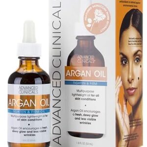 Advanced Clinicals Luxury Pure Argan Oil. Lightweight Facial Oil Reduces The Appearance Of Wrinkles And Hydrates Dry Skin 53Ml 1.8Fl Oz
