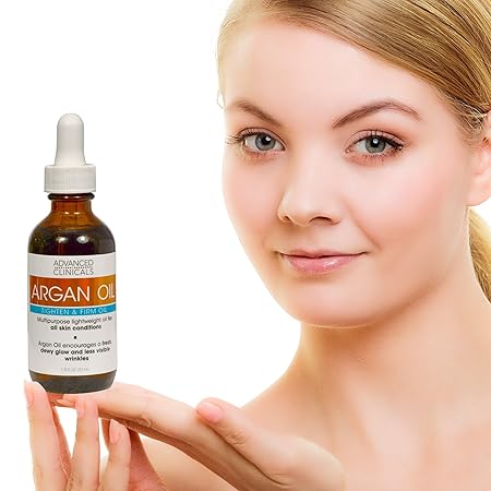 Advanced Clinicals Luxury Pure Argan Oil. Lightweight facial Oil Reduces the Appearance of Wrinkles and hydrates dry skin 53ML 1.8FL OZ