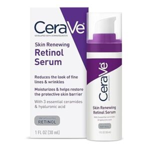 CeraVe Anti Aging Retinol Serum For Face, Encapsulated Retinol With Hyaluronic Acid, Niacinamide & Ceramides, Smooths Wrinkles & Fine Lines, Gentle Skin Brightening Serum, Fragrance Free, 1 Oz 30ML