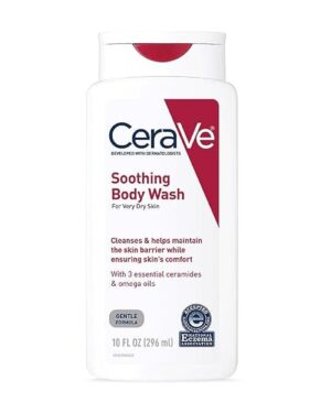CeraVe Soothing Body Wash for Dry Skin, Shower Oil for Sensitive, Dry, Itchy, and Eczema-Prone Skin, Fragrance Free & Paraben Free & Sulfate Free, 10 oz 296ML