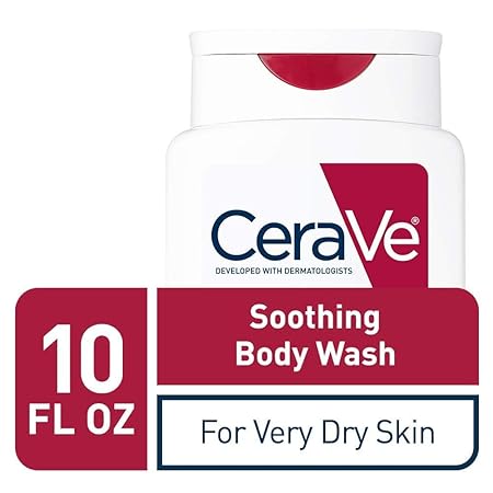 CeraVe Soothing Body Wash for Dry Skin, Shower Oil for Sensitive, Dry, Itchy, and Eczema-Prone Skin, Fragrance Free & Paraben Free & Sulfate Free, 10 oz 296ML