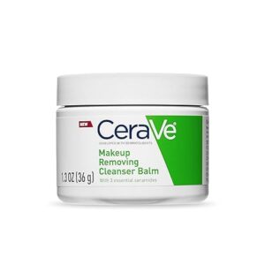 CeraVe Cleansing Balm Makeup Remover, Waterproof Makeup Remover With Ceramides & Plant-Based Jojoba Oil To Nourish & Hydrate, Non-Comedogenic & Fragrance Free, 1.3 Oz 36G