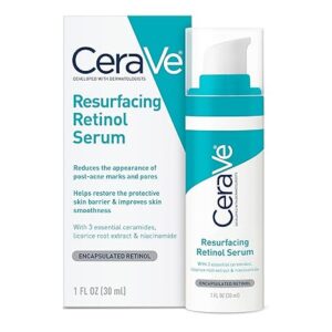 CeraVe Resurfacing Retinol Serum For Post Acne Marks, Formulated With Licorice Root Extract & Niacinamide, Brightening Serum & Pore Minimizer For Face, Post Acne Skin Barrier Repair, Non-Comedogenic 30ML /1FL OZ