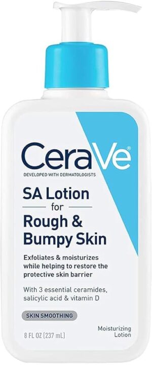 CeraVe SA Lotion for Rough & Bumpy Skin, Vitamin D, Hyaluronic Acid, Lactic Acid & Salicylic Acid Lotion, Fragrance Free & Allergy Tested, 8 Ounce 237ML / 8FL OZ