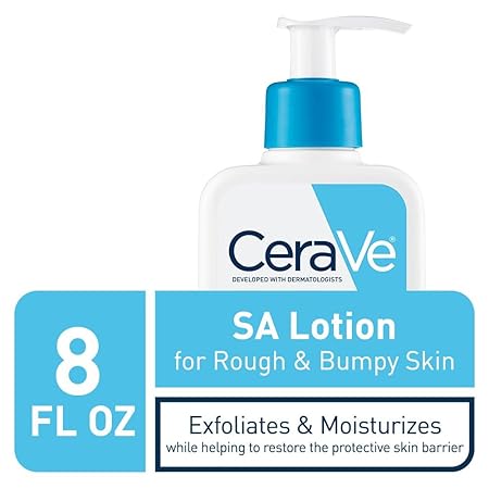 CeraVe SA Lotion for Rough & Bumpy Skin, Vitamin D, Hyaluronic Acid, Lactic Acid & Salicylic Acid Lotion, Fragrance Free & Allergy Tested, 8 Ounce 237ML / 8FL OZ