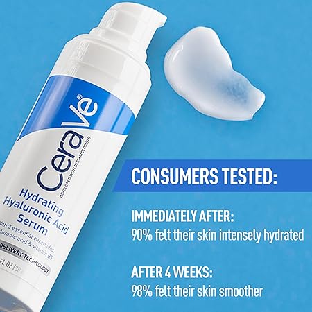 Cerave Hyaluronic Acid Serum for Face with Vitamin B5 and Ceramides, Hydrating Face Serum for Dry Skin, Fragrance Free, 1 Ounce 30ML