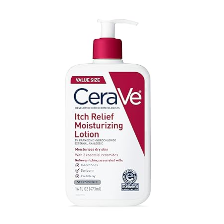 CeraVe Anti Itch Moisturizing Lotion with Pramoxine Hydrochloride, Relieves Itch with Minor Skin Irritations, Sunburn Relief, Bug Bites 473ML / 16 FL OZ