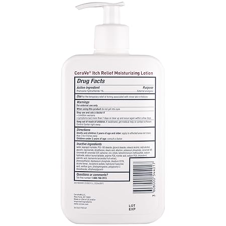 CeraVe Anti Itch Moisturizing Lotion with Pramoxine Hydrochloride, Relieves Itch with Minor Skin Irritations, Sunburn Relief, Bug Bites 473ML / 16 FL OZ