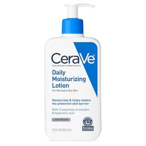 CeraVe Daily Moisturizing Lotion for Dry Skin, Body Lotion & Face Moisturizer with Hyaluronic Acid and Ceramides, Daily Moisturizer, Fragrance Free, Oil-Free, 355ML / 12 FL OZ