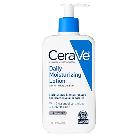 CeraVe Daily Moisturizing Lotion for Dry Skin, Body Lotion & Face Moisturizer with Hyaluronic Acid and Ceramides, Daily Moisturizer, Fragrance Free, Oil-Free, 355ML / 12 FL OZ