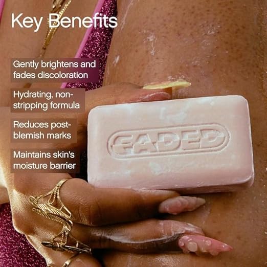 Faded Cleansing Bar | Kojic Acid, Vitamin C & Lactic Acid | Moisturizes | Vegan, Fragrance-Free, Safe for Sensitive Skin (2 Pack)
