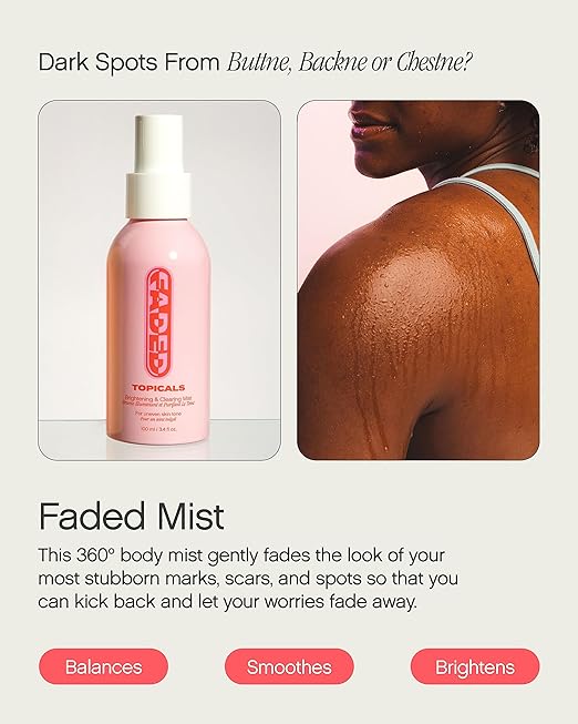 Topicals Faded Skin Serum Mist for Brightening and Clearing Uneven Skin Tone - Made with Tranexamic Acid and Niacinamide to Fade Your Toughest Marks, Spots and Scars (3.4 Fl Oz) 100ML