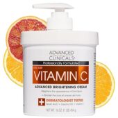 Advanced Clinicals Vitamin C Cream Visibly Brightening Body Lotion | Vitamin C Moisturizer Skin Care Body Cream For Women &Amp; Men Helps Visibly Improve Look Of Dark Spots &Amp; Uneven Skin Tone, 16 Ounce (1 Lb)