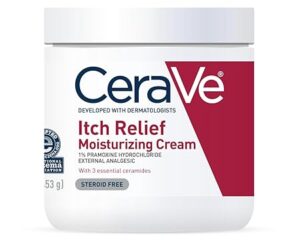 CeraVe Moisturizing Cream for Itch Relief, Anti Itch Cream with Pramoxine Hydrochloride, Relieves Itchy with Minor Skin Irritations, Sunburn Relief, Bug Bites, Fragrance Free, 16 Ounces 453g