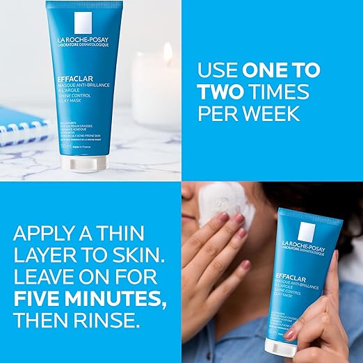 9iii La Roche-Posay Effaclar Clarifying Clay Face Mask for Oily Skin, Unclogs Pores and Controls 100ml Shine Without Over-Drying, Packaging May Vary