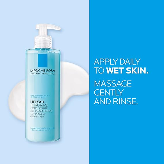 La Roche-Posay Moisturizing Body Wash, Lipikar Surgras Concentrated Anti-Dryness Shower-Cream for Dry Skin, with Niacinamide, Soap-Free. Suitable for Children & Adults, Recommended by Dermatologists, 400ML