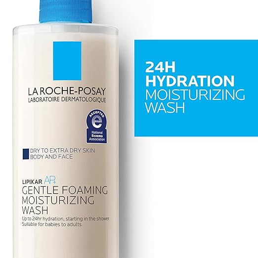 La Roche-Posay Lipikar AP+ Gentle Foaming Moisturizing Wash, Shea Butter + Niacinamide + Glycerin, Moisturizing Body Wash For Dry Skin, National Eczema Association Accepted, Soap Free 400ml/13.52fl oz