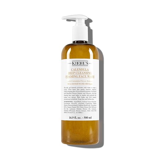 Kiehl's Calendula Deep Cleansing Face Wash, Balances Skin While Gently Removing Impurities, Soothing and Refreshing, Boosts Moisture Barrier for Soft-Feeling Skin, Paraben and Sulfate Free 7.8 fl oz /230ml