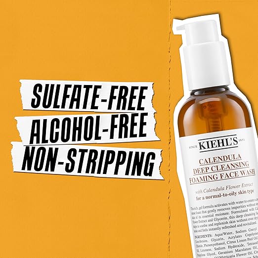 Kiehl's Calendula Deep Cleansing Face Wash, Balances Skin While Gently Removing Impurities, Soothing and Refreshing, Boosts Moisture Barrier for Soft-Feeling Skin, Paraben and Sulfate Free 7.8 fl oz /230ml
