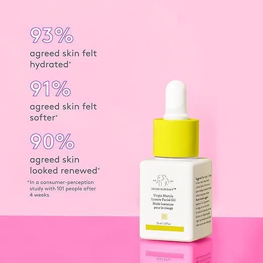 Drunk Elephant Virgin Marula Luxury Facial Oil - Face Oil - Clean Clinical Skincare - Cruelty-Free - Dermatologist-Tested - Free of Essential Oils, Silicones, and Fragrance 15ml/ 0.5 fl oz