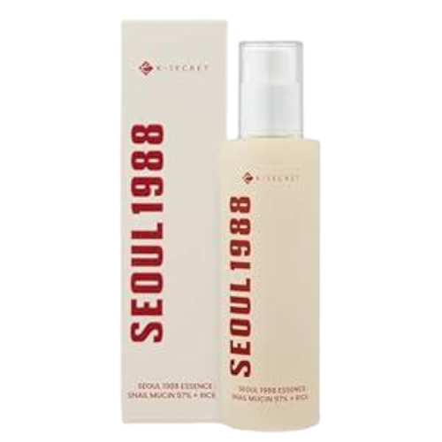 K-SECRET SEOUL 1988 Essence : Snail Mucin 97% + Rice | 97% Snail Secretion with Rice Ferment Filtrate and Rice Extract for Skin Hydration, Soothing | Korean Skincare | 100ml/ 3.38 fl oz