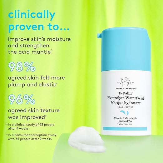 Drunk Elephant F-Balm Electrolyte Waterfacial - Deeply Hydrating Overnight Face Mask - Clean Clinical Skincare - Cruelty-Free - Free of Essential Oils, Silicones, and Fragrance 50 ml/1.69 fl oz