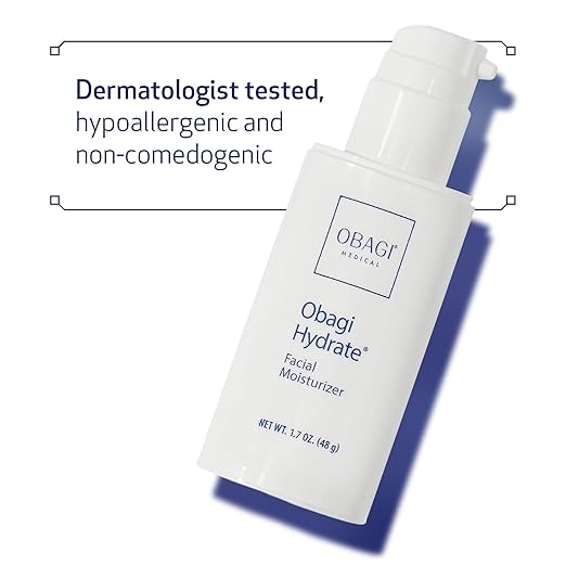Obagi Hydrate Facial Moisturizer – Non-Comedogenic Intensely Hydrating All Day Moisturizer that Combats Dryness with Tara Seed Extract, Shea Butter & Avocado Oil 1.7 fl oz 48g