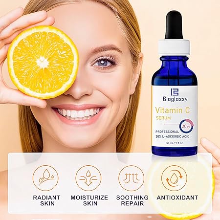 Vitamin C Serum 20%, Professional Vitamin C Face Serum Anti Aging Skin Care, Enhance Skin Radiance Reduce Fine Lines & Wrinkles for Women 1 fl oz/ 30ml