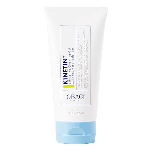 Obagi Clinical Kinetin+ Exfoliating Facial Cleansing Gel, Exfoliating Face Wash for Minimizing Signs of Skin Aging, Fine Lines and Wrinkles, and Dull and Uneven Skin Texture, Hypoallergenic, 5.1 fl oz (OC0009) 150ml