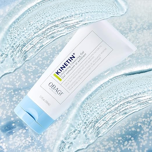 Obagi Clinical Kinetin+ Exfoliating Facial Cleansing Gel, Exfoliating Face Wash for Minimizing Signs of Skin Aging, Fine Lines and Wrinkles, and Dull and Uneven Skin Texture, Hypoallergenic, 5.1 fl oz (OC0009) 150ml