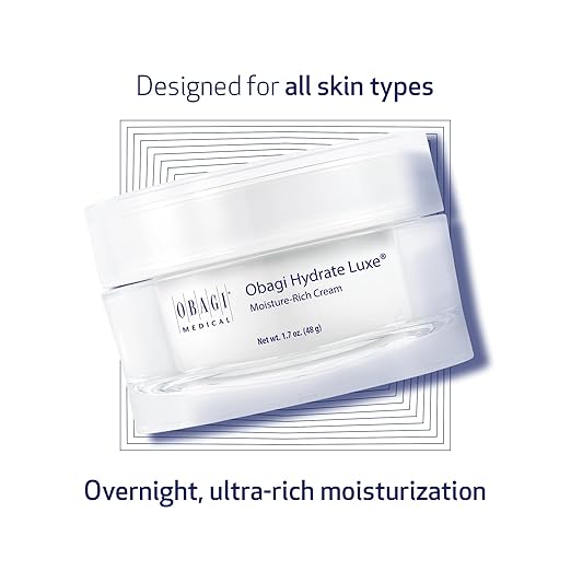 Obagi Hydrate Luxe Ultra-Rich Moisturizer – Non-Comedogenic with Tara Seed Extract and Biomimetic Peptides – Night Face Cream for Dry, Sensitive, or Aging Skin 1.7 oz / 48g