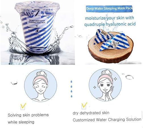 MAY ISLAND 7 Days Secret Deep Water Sleeping Mask - Korean Overnight Hydrating Treatment with Hyaluronic Acid - Intensive Moisturizing & Revitalizing - Single-Use Pouches, 0.17oz. x 12 Pack