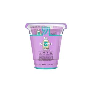 MAY ISLAND 7 Days Highly Concentrated Hyaluronic Ampoule - Korean Intensive Moisturizing Serum with Hyaluronic Acid & Cactus Extract - Single-Use Ampoules for Deep Hydration, 0.1oz. x 12 Pack