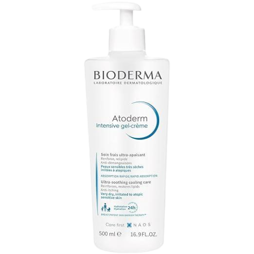 Bioderma Atoderm Intensive Gel-Cream, Soothing Body Moisturizer for Dry to Atopic Sensitive Skin, 24-Hour Hydration, 16.9 Fl Oz/ 500ml