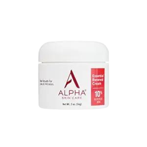 Alpha Skin Care Essential Renewal Cream, 10% Glycolic AHA, Anti-Aging Formula, Reduces Lines & Wrinkles, Alpha Hydroxy Acid Exfoliates for Smoother Skin, Normal, Sensitive or Dry Skin, 2 Oz/ 56g