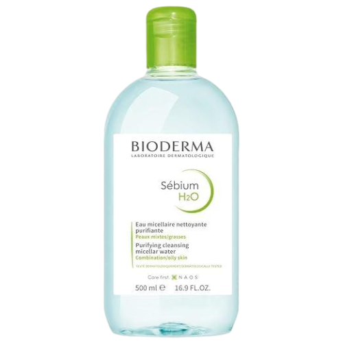 Bioderma - Sébium H2O - Micellar Water - Facial Cleanser and Makeup Remover - Face Cleanser for Combination to Oily Skin 500ml/ 16.9 fl oz